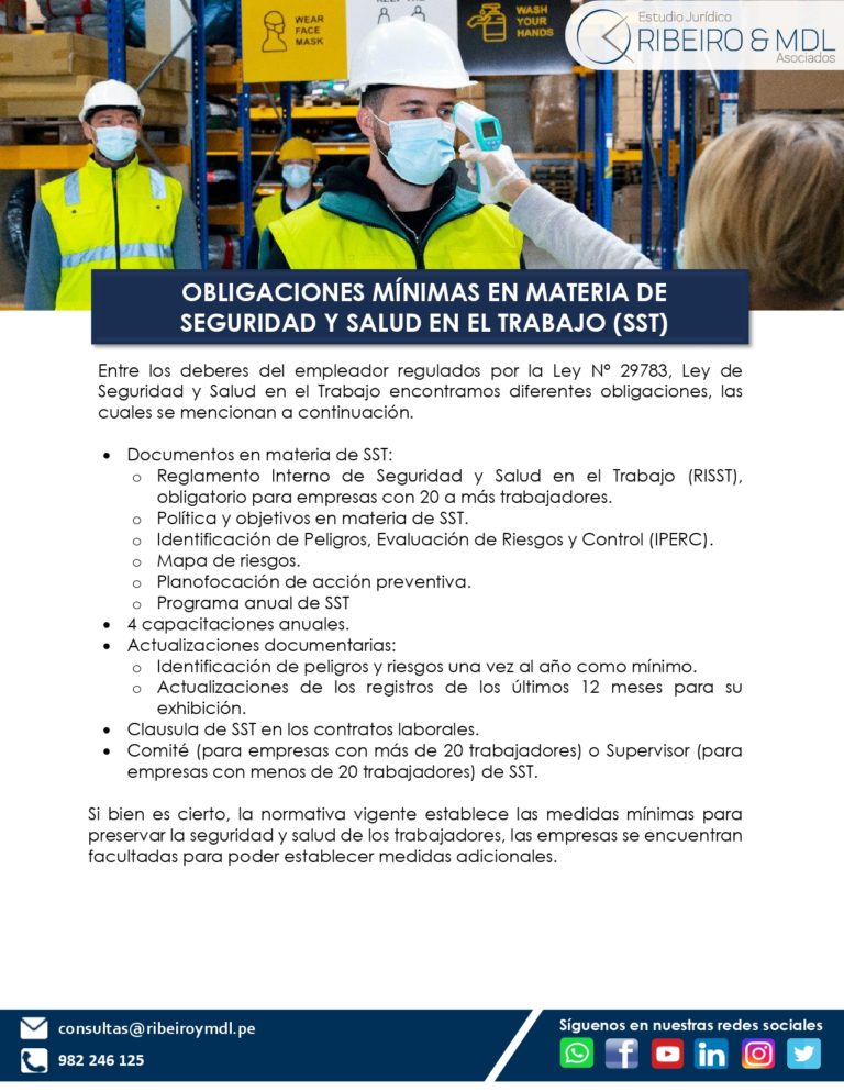 OBLIGACIONES MÍNIMAS EN MATERIA DE SEGURIDAD Y SALUD EN EL TRABAJO (SST ...